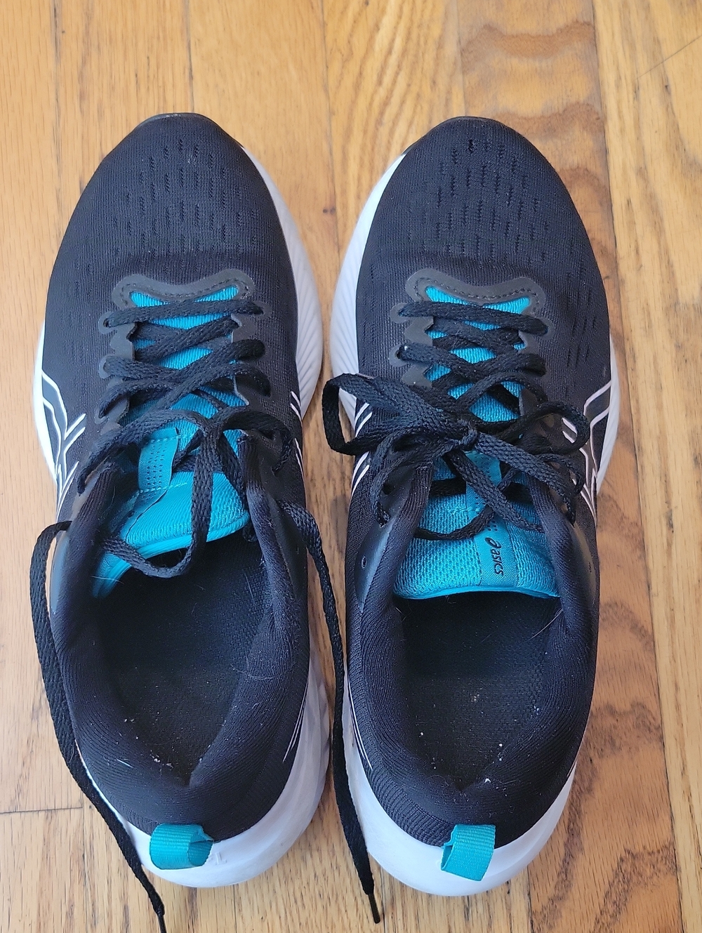 Women Size 8 1/2 Asics Black & Teal Lace-Up Running Sneakers